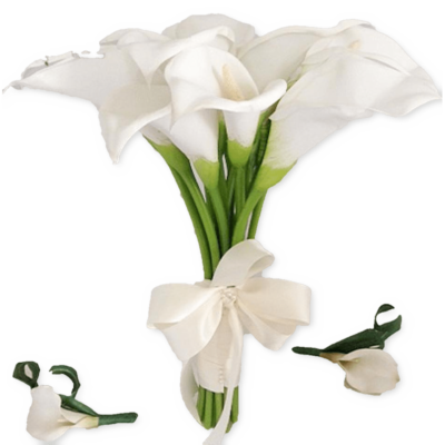 White Calla Lily Bouquet with 2 Bouttonieres