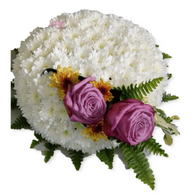 white-circular-wreath-purple-spray