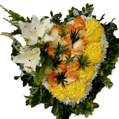 yellow-spray-wreath floral tributes