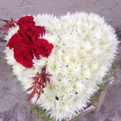 White heart wreath