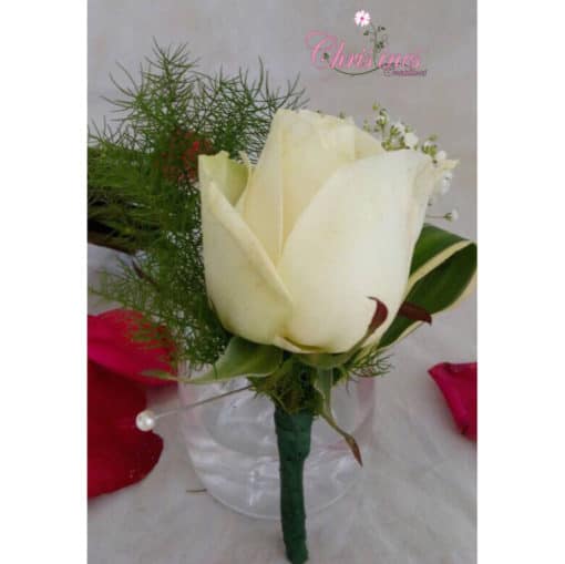 white rose boutonnière