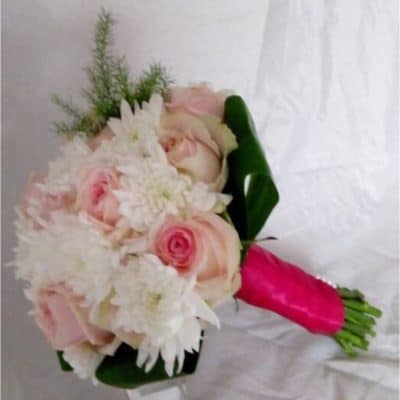 pink white posy bouquet