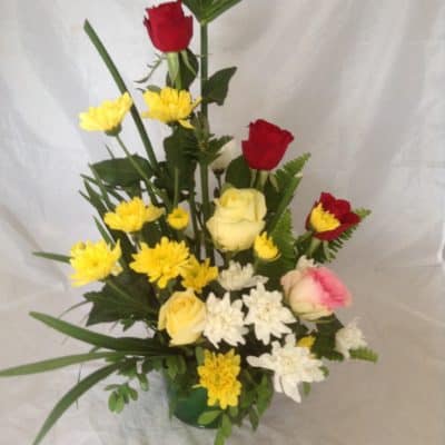 yellow and red roses floral gift