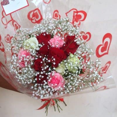 Baby's breath and roses