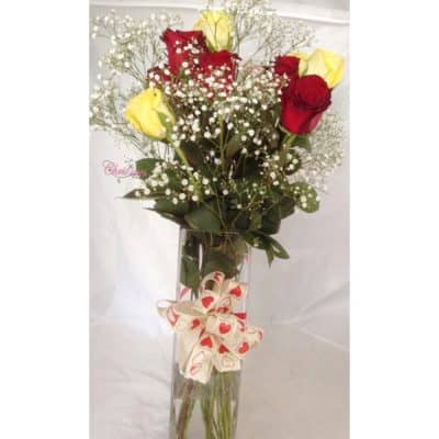 red and yellow roses bouquet