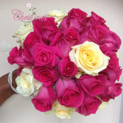 pink cream wedding bouquet