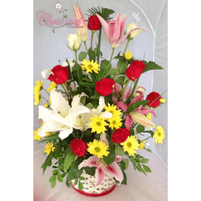 lilies rose chrysanthemum gift