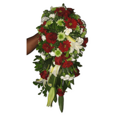 red and white wedding bouquet
