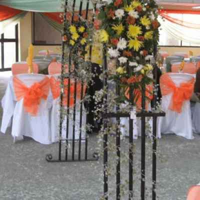 Floral arch reception decor
