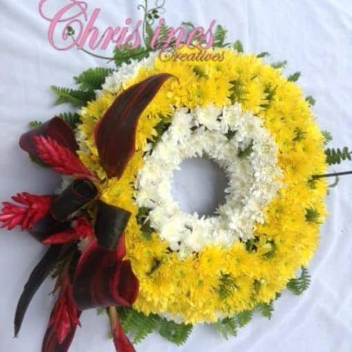 yellow white circular wreath